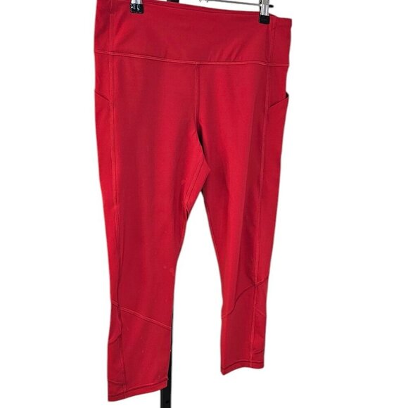 Lululemon Pace Rival Crop Size 10 Red 22" Full On Luxtreme Athletic Leggings - Picture 7 of 12